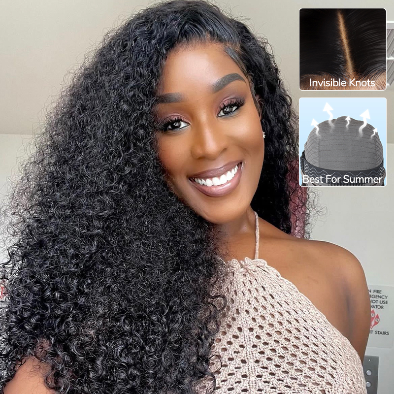 XYS Hair Pre Cut 7x6 HD Lace Burmese Curly Glueless Wigs With Natural Hair Line