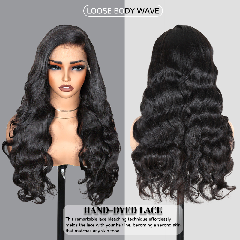 XYS Hair 7x6 HD Lace Closure Wigs Loose Body Wave Hair Black Human Hair Wigs 180% Density