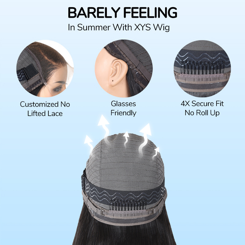 XYS Hair glueless 13x4 5x5 7x6 With Pre-plucked HD lace front human hair wigs 180% Density