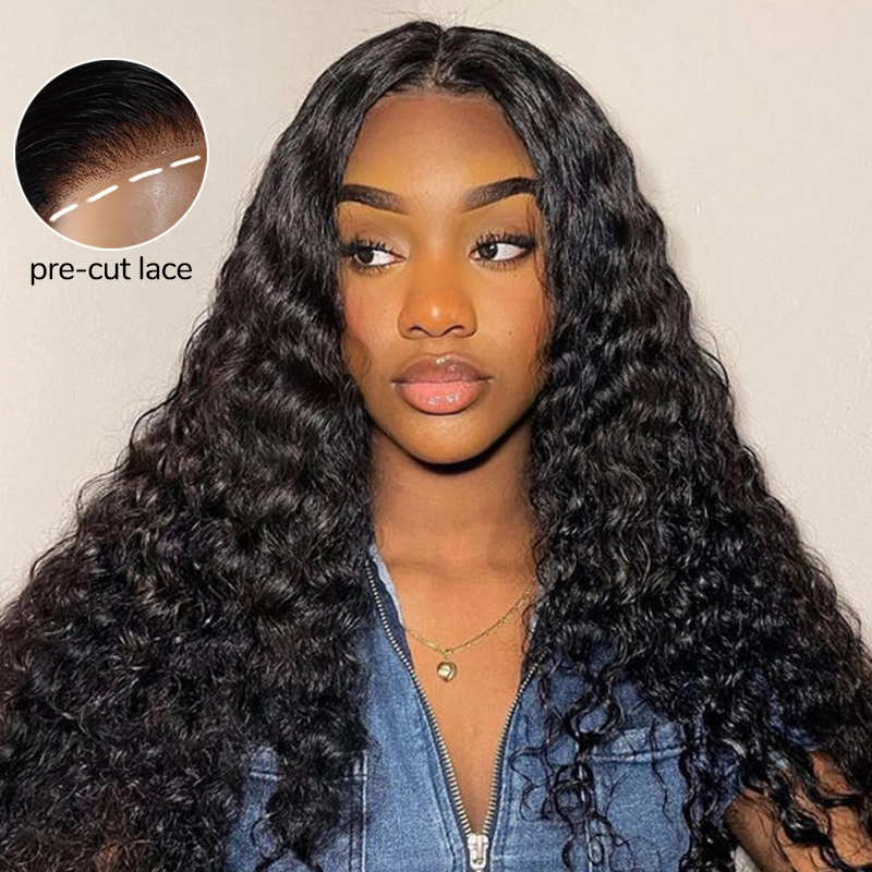 XYS Hair glueless 13x4 5x5 7x6 With Pre-plucked HD lace front human hair wigs 180% Density