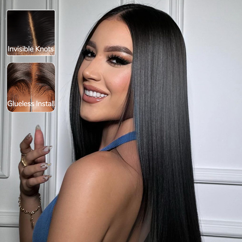 XYS Hair glueless 13x4 5x5 7x6 With Pre-plucked HD lace front human hair wigs 180% Density