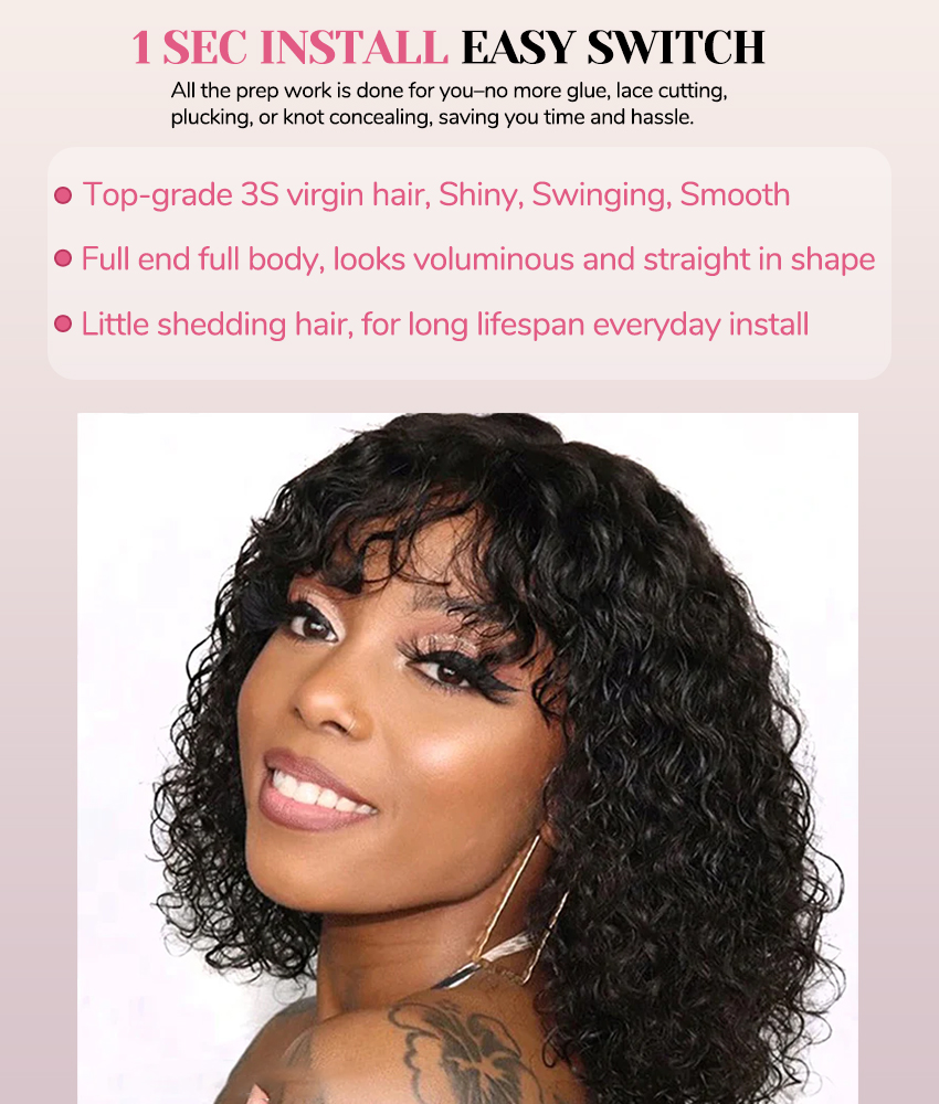 black human hair wigs short​