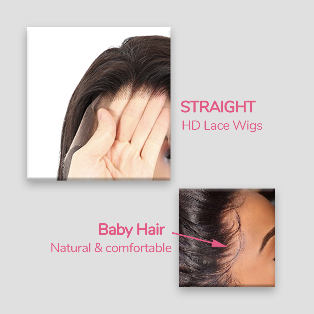 XYS Hair Straight Wigs 13x4 HD Lace Frontal Wigs With Pre Plucked