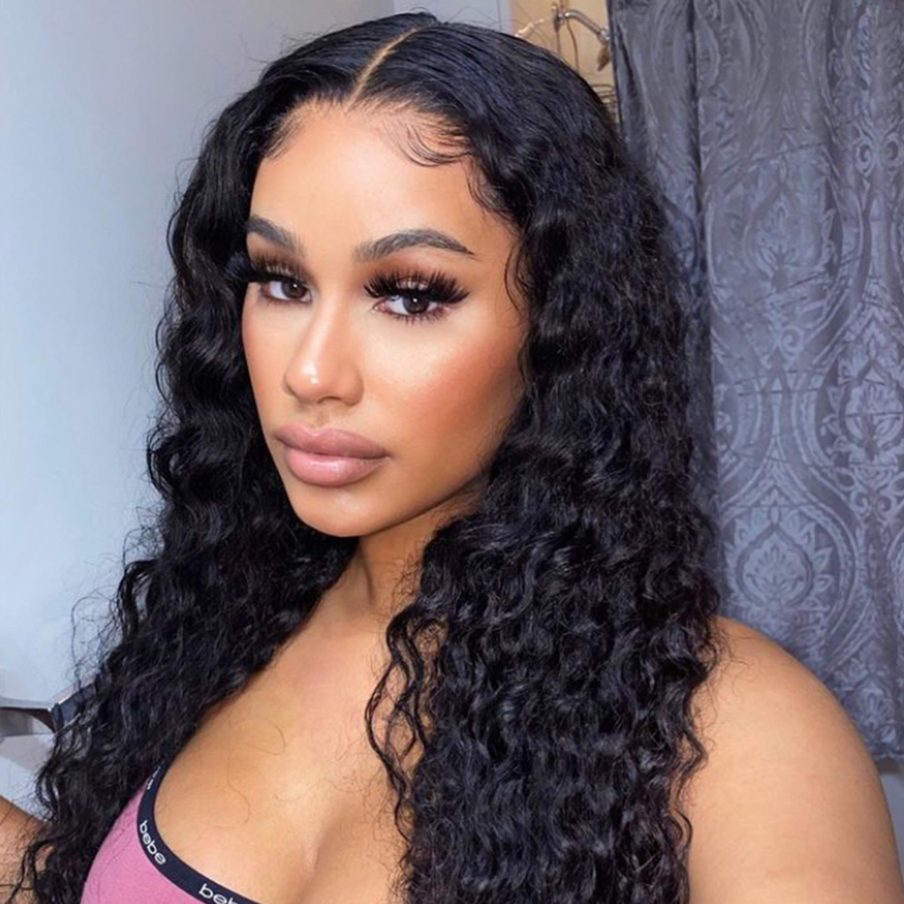 XYS Hair Deep Wave Wigs 13x4 HD Lace Frontal Indian Virgin Human Hair
