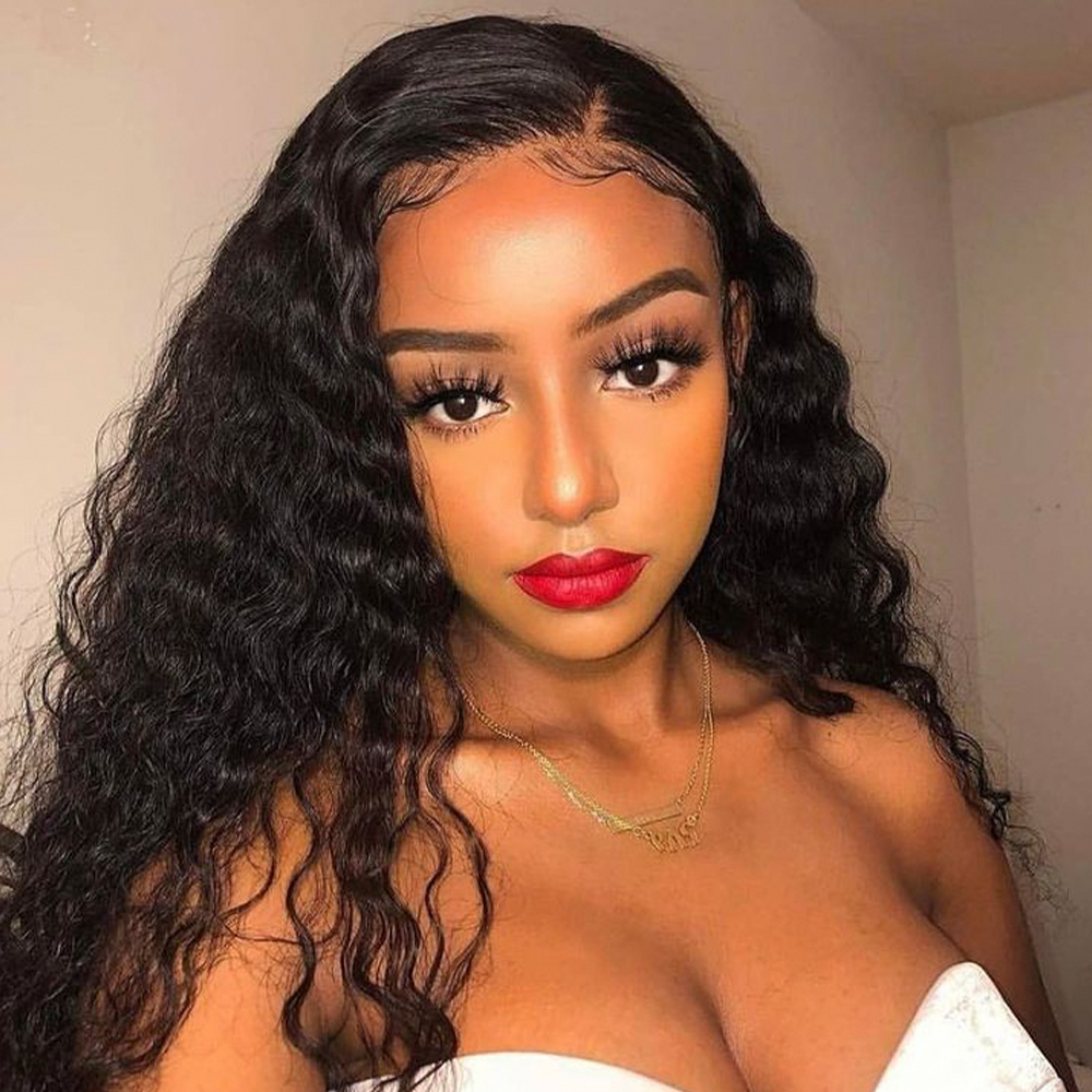 XYS Hair Deep Wave Wigs 13x4 HD Lace Frontal Indian Virgin Human Hair