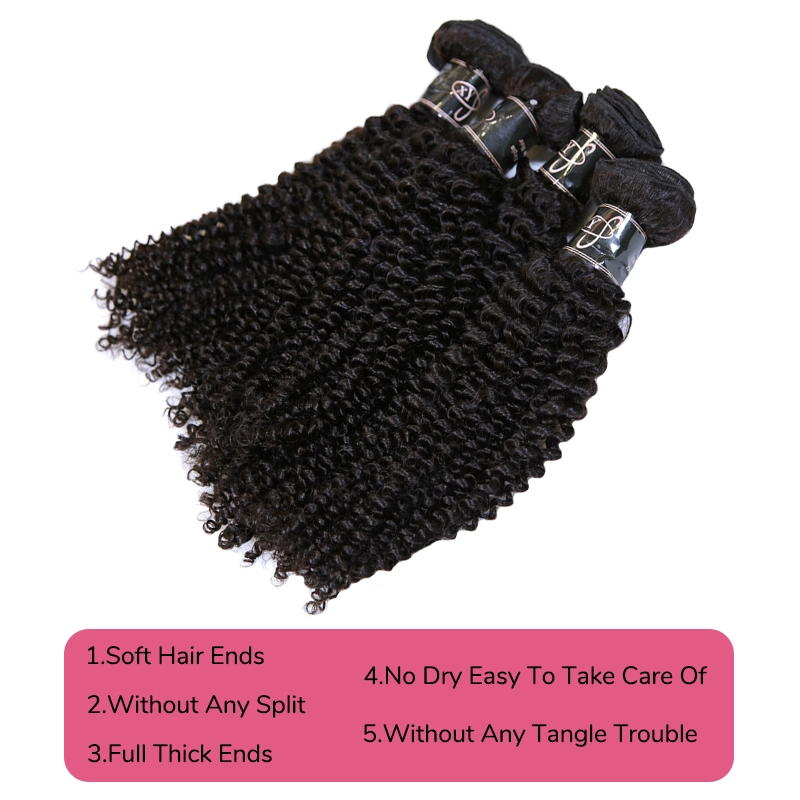 XYS Hair 1/2 Bundles Deal Kinky Curly Human Hair Nature Color
