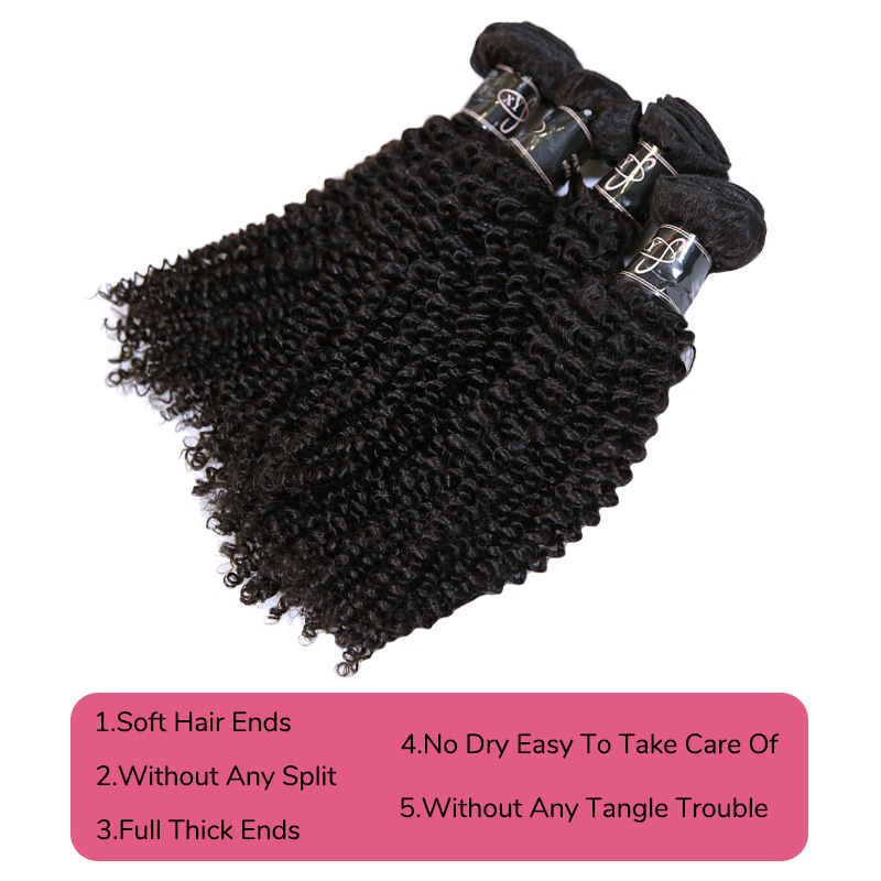 XYS Hair 1/2 Bundles Deal Kinky Curly Human Hair Nature Color