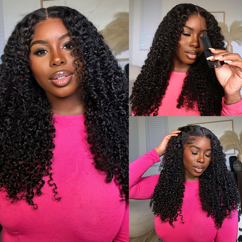 XYS Hair 1/2 Bundles Deal Kinky Curly Human Hair Nature Color