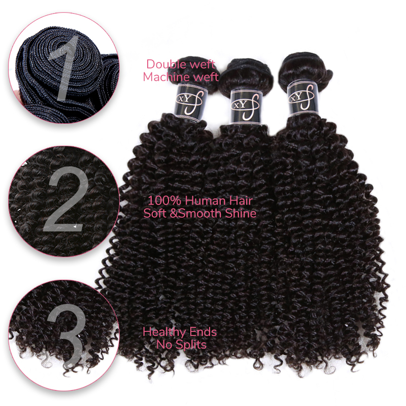 XYS Hair 1/2 Bundles Deal Kinky Curly Human Hair Nature Color