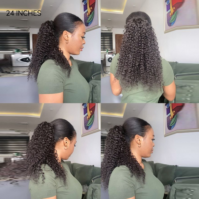 human hair curly ponytail extension