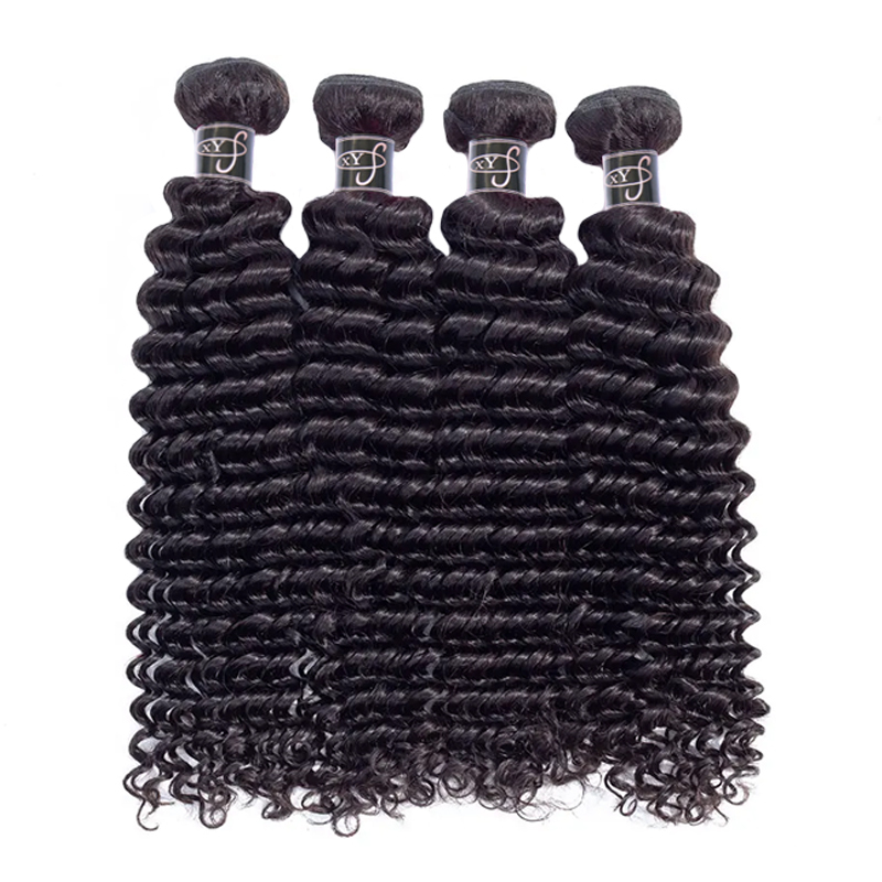 XYS Hair 3/4 Bundles Deal Deep Wave Human Hair 100% Human Hair Bundles