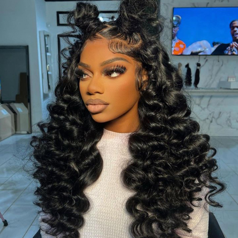 XYS Hair 1/2 Bundles Deal Loose Curly Human Hair Natural Black Color