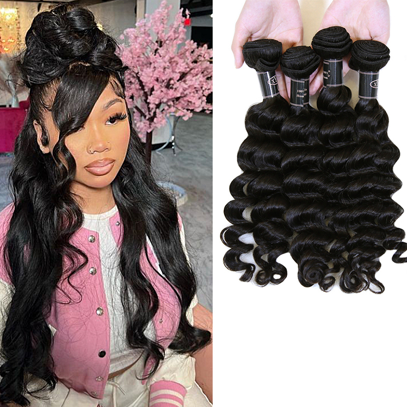 XYS Hair 3/4 Bundles Deal Loose Wave Human Hair Raw Unprocessed Hair