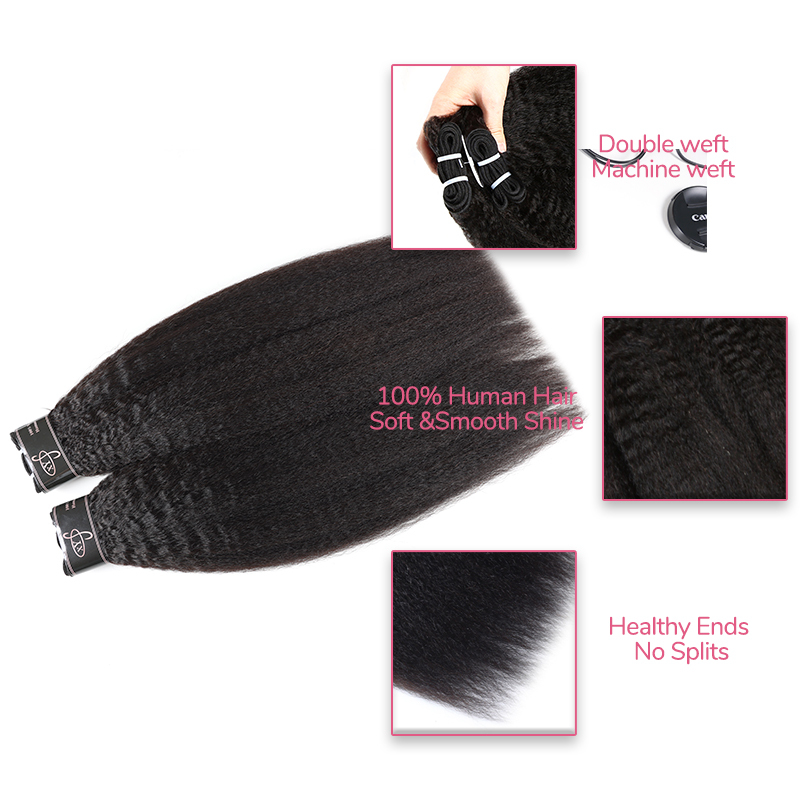 XYS Hair 3/4 Bundles Deal Kinky Straight Hair raw indian hair