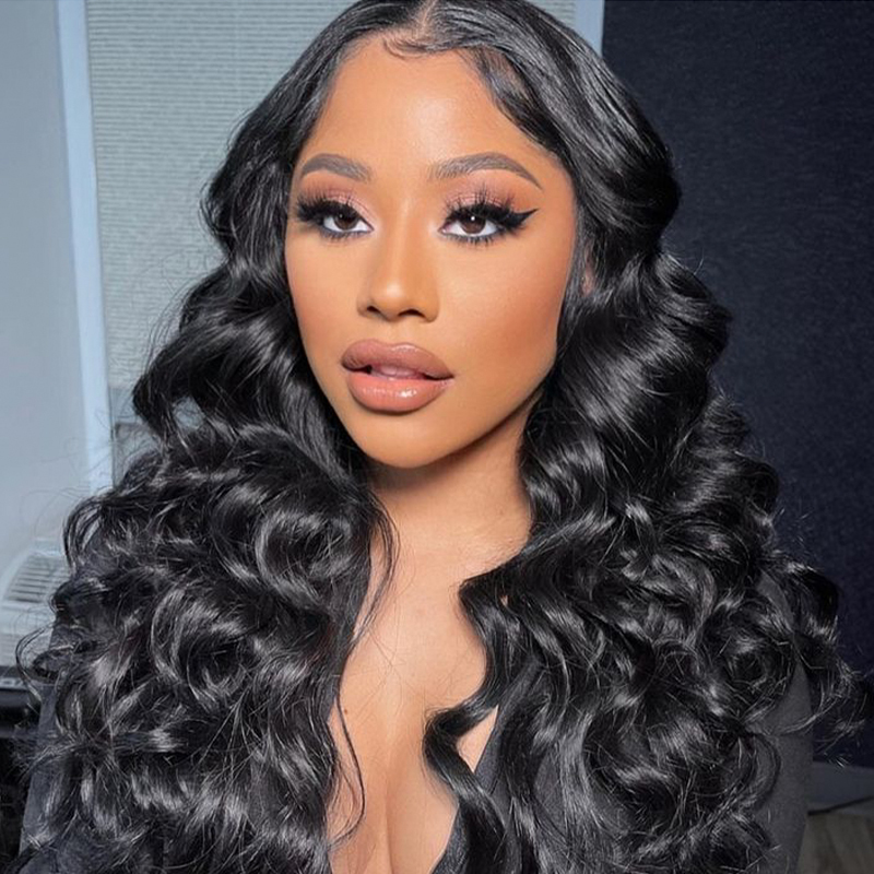 XYS Hair 1/2 Bundles Deal Loose Curly Human Hair Natural Black Color