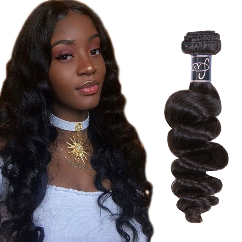XYS Hair 1/2 Bundles Deal Loose Curly Human Hair Natural Black Color