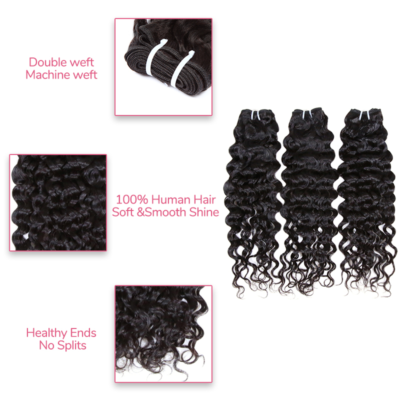 XYS Hair 3/4 Bundles Deal Water Wave 100% Virgin Human Hair
