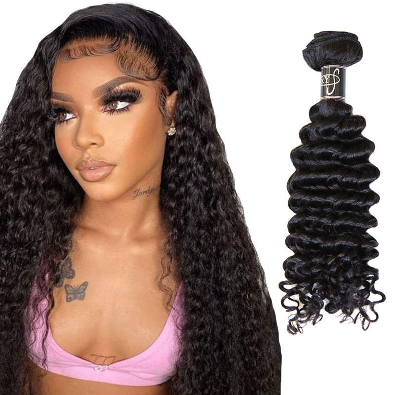 XYS Hair 1/2 Bundles Deal Deep Wave 100% Human Hair Natural Black