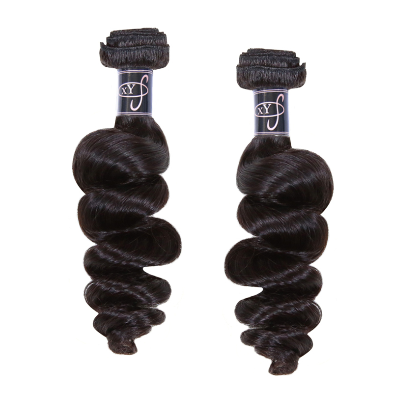 XYS Hair 1/2 Bundles Deal Loose Curly Human Hair Natural Black Color