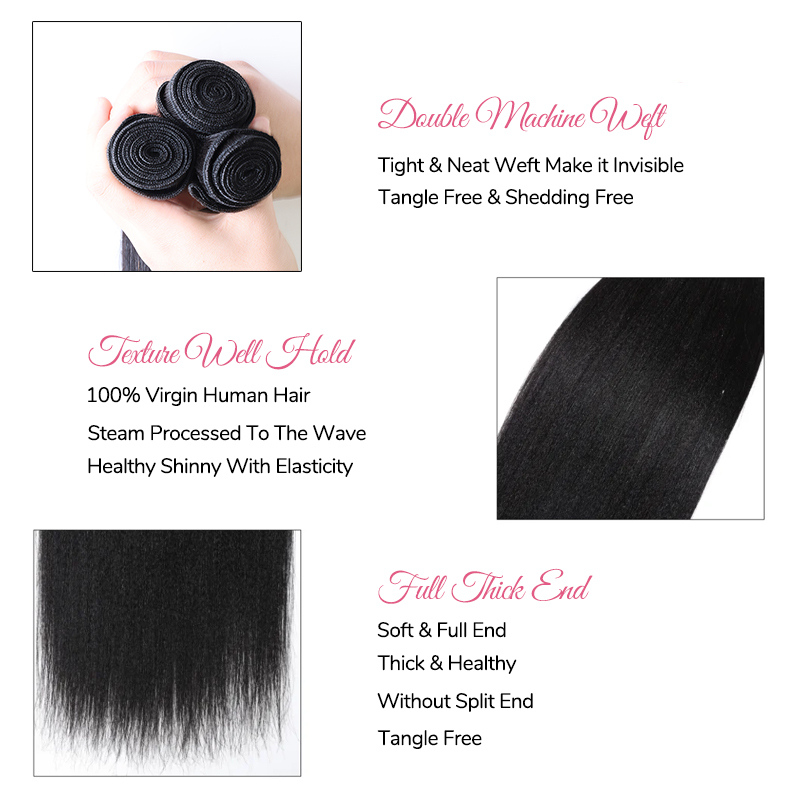 XYS Hair 3/4 Bundles Deal Straight Bundles 100% virgin human hair