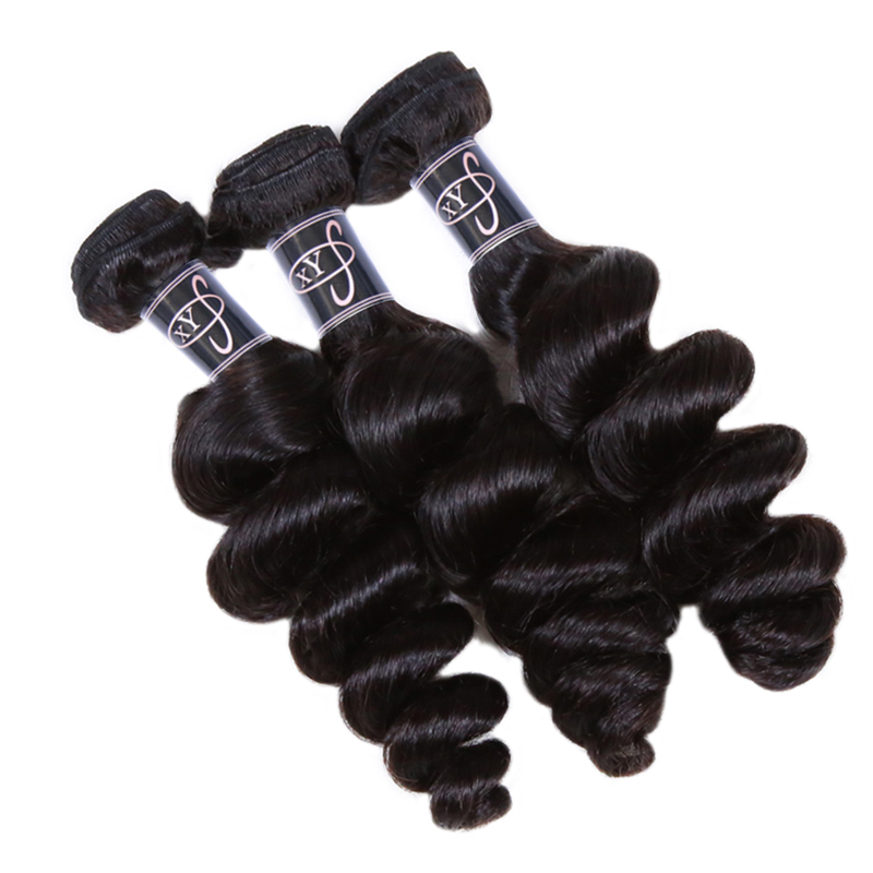 XYS Hair 1/2 Bundles Deal Loose Curly Human Hair Natural Black Color