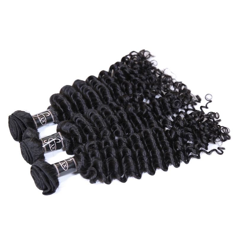 XYS Hair 1/2 Bundles Deal Deep Wave 100% Human Hair Natural Black