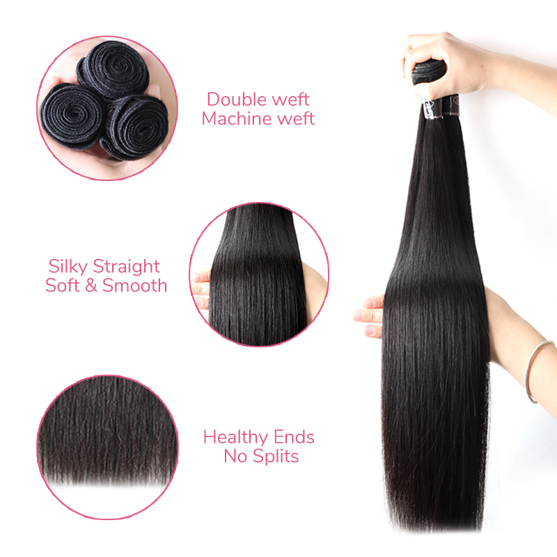 XYS Hair 3/4 Bundles Deal Straight Bundles 100% virgin human hair