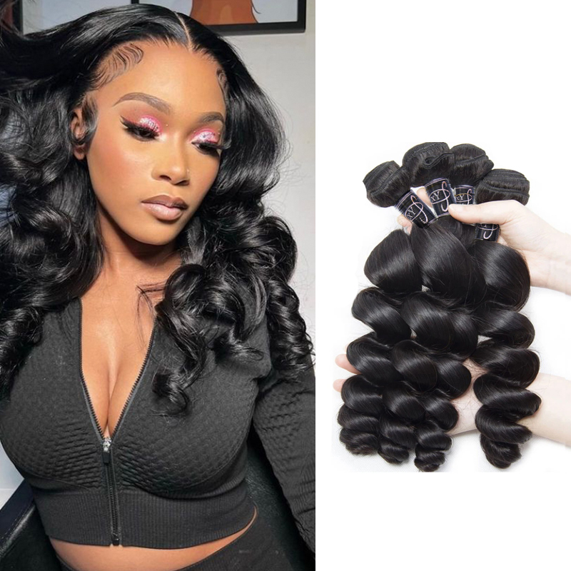 XYS Hair 3/4 Bundles Deal Loose Curly 100% Human Hair