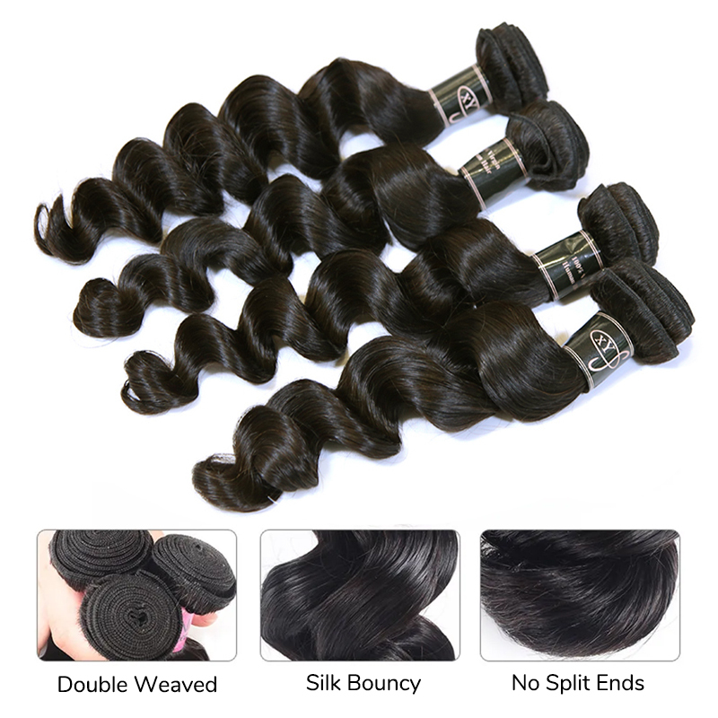 XYS Hair 3/4 Bundles Deal Loose Curly 100% Human Hair