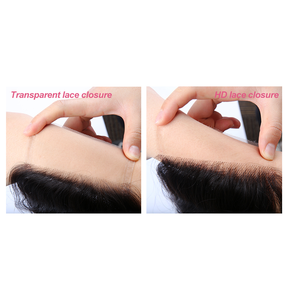 XYS Hair Body Wave Hair 4x4 Transparent Lace Closure Human Hair