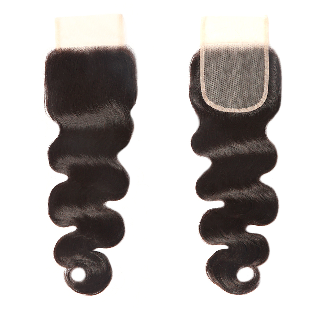 XYS Hair Body Wave Hair 4x4 Transparent Lace Closure Human Hair