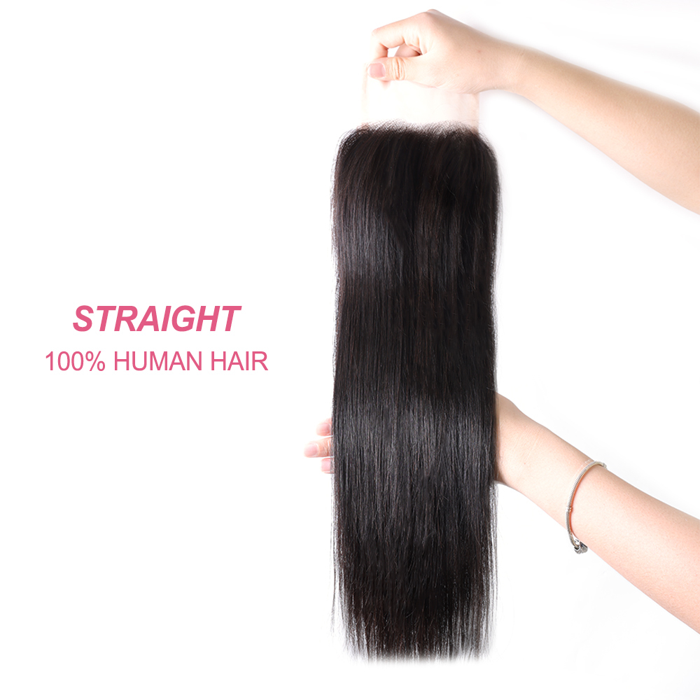 XYS Hair Straight Human Hair 4x4 Transparent Lace Closure