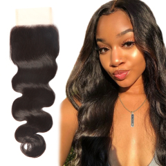 XYS Hair Body Wave Hair 4x4 Transparent Lace Closure Human Hair