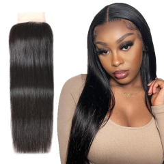 XYS Hair Straight Human Hair 4x4 Transparent Lace Closure
