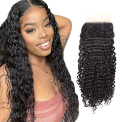 XYS Hair Deep Wave Virgin Hair 4x4 Transparent Lace Closure Natural Black Color