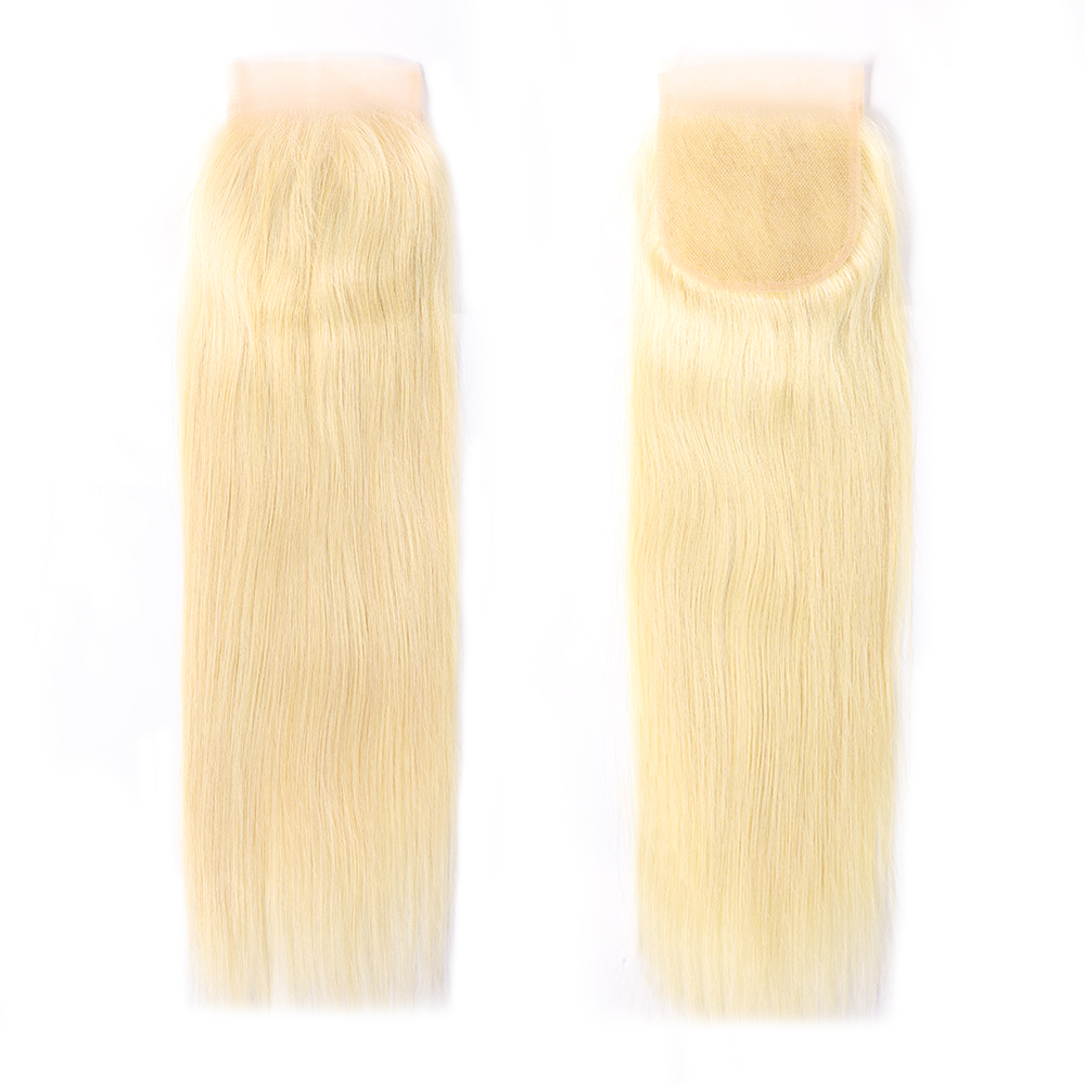 XYS Hair 613 Blonde Straight Closure 4x4 Transparent Lace Closure
