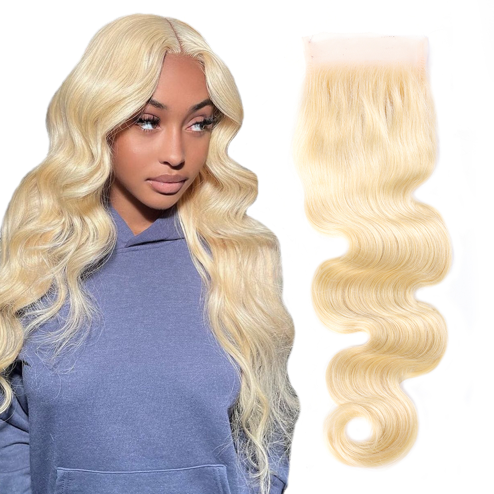 XYS Hair 613 Blonde Body Wave Hair 4x4 Transparent Lace Closure