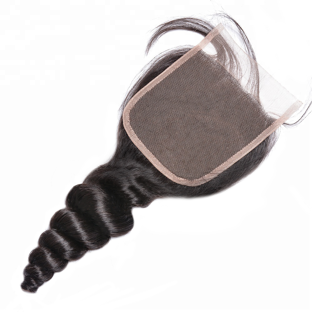 XYS Hair Loose Curly Virgin Human Hair 4x4 Transparent Lace Closure Natural Hairline