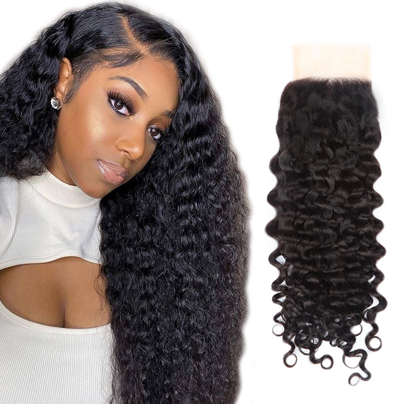 XYS Hair Water Wave 4x4 Transparent Lace Closure With Natural  Baby Hair