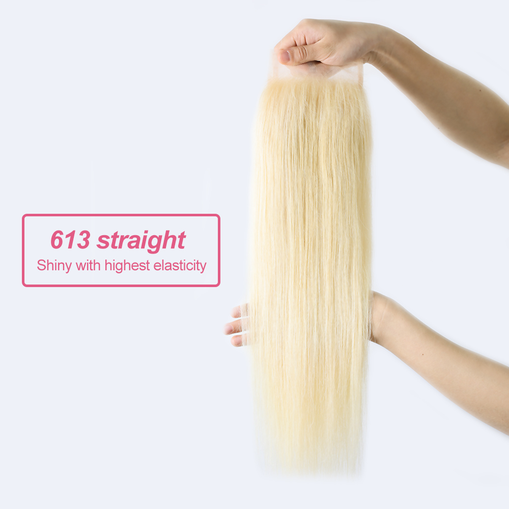 XYS Hair 613 Blonde Straight Closure 4x4 Transparent Lace Closure