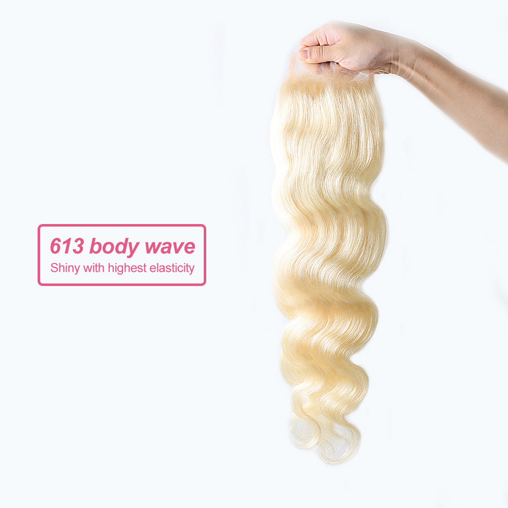 XYS Hair 613 Blonde Body Wave Hair 4x4 Transparent Lace Closure