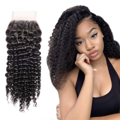 XYS Hair Deep Curly Hair 4x4 Transparent Lace Closure With Natural Hairline And Baby Hair