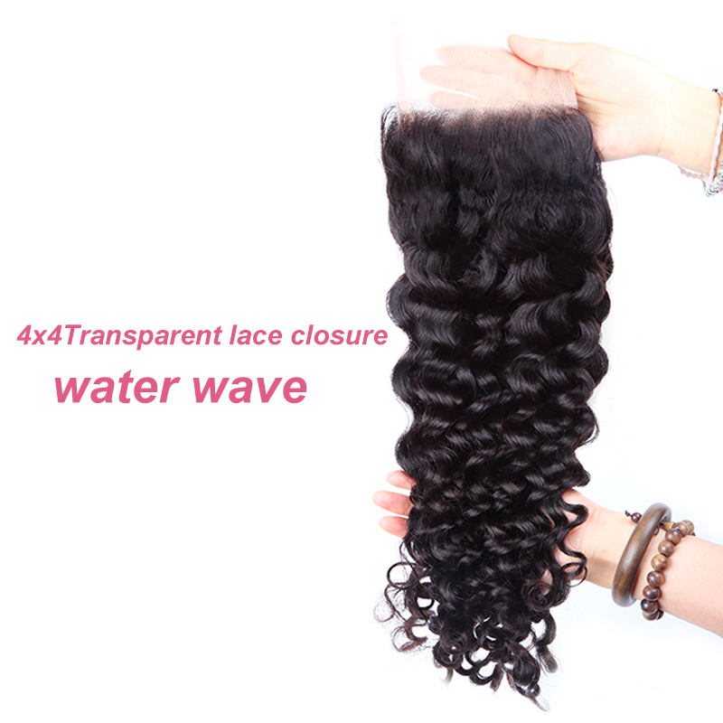 XYS Hair Water Wave 4x4 Transparent Lace Closure With Natural  Baby Hair