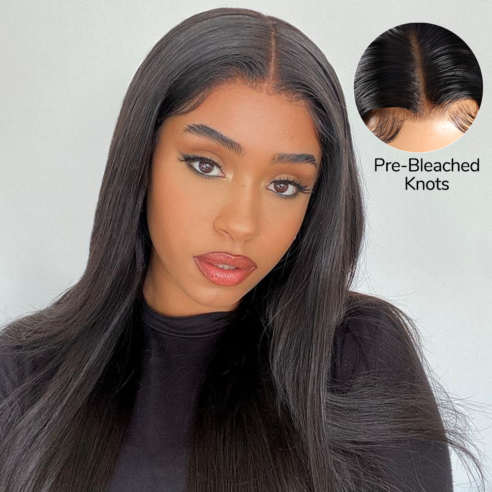 XYS Hair 5x5 Bye Bye Knots Straight Hair Pre Cut Lace With Plucked Hairline