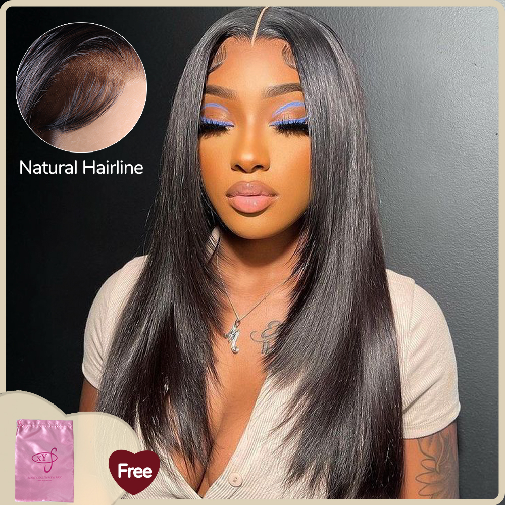 Pre Bleached Knots Wig 5X5 Bye Bye Knots Straight Pre Cut Lace With Plucked Hairline