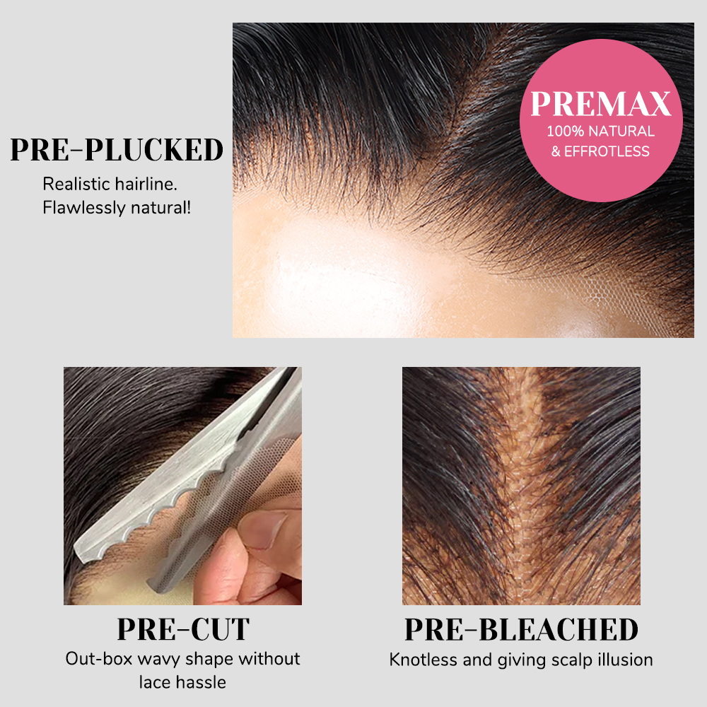 XYS Hair 5x5 Pre-Everything HD Closure Wig Water Wave Wig With Pre Bleached Knots Plucked Hairline