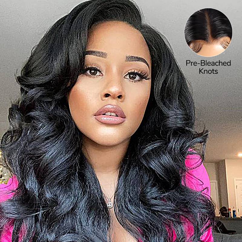 XYS Hair 3D Body Wave Hair 5x5 Pre-Cut HD Lace Closure Pre-Bleached Wig