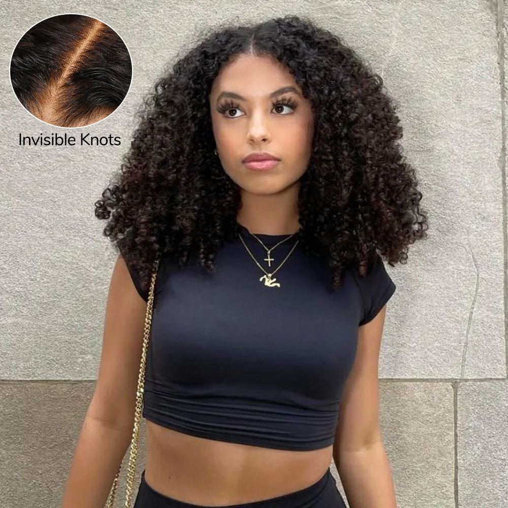 XYS Hair 5x5 Pre-Everything Deep Curly Wig With Pre Bleached Knots Plucked Hairline
