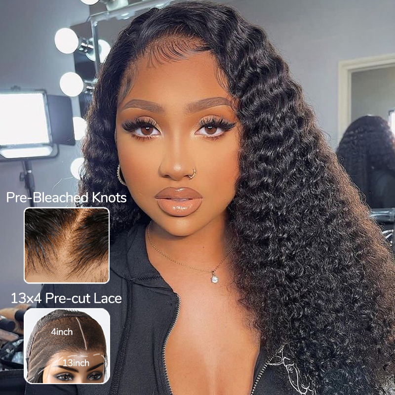 XYS Hair Kinky Curly Hair 13x4 Pre-Cut Lace Frontal Wig 180% Density
