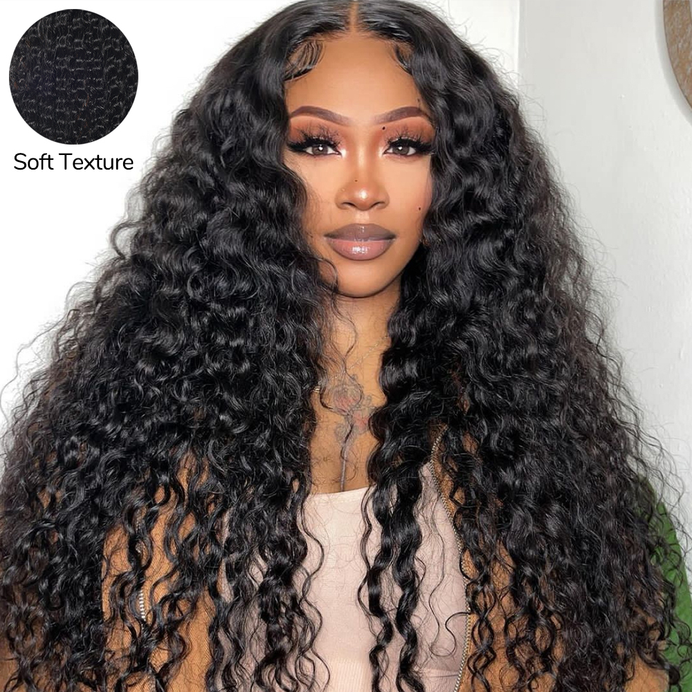 XYS Hair Deep Wave Wigs 13x4 Pre-Bleached HD Lace Frontal Wig Invisible Knots